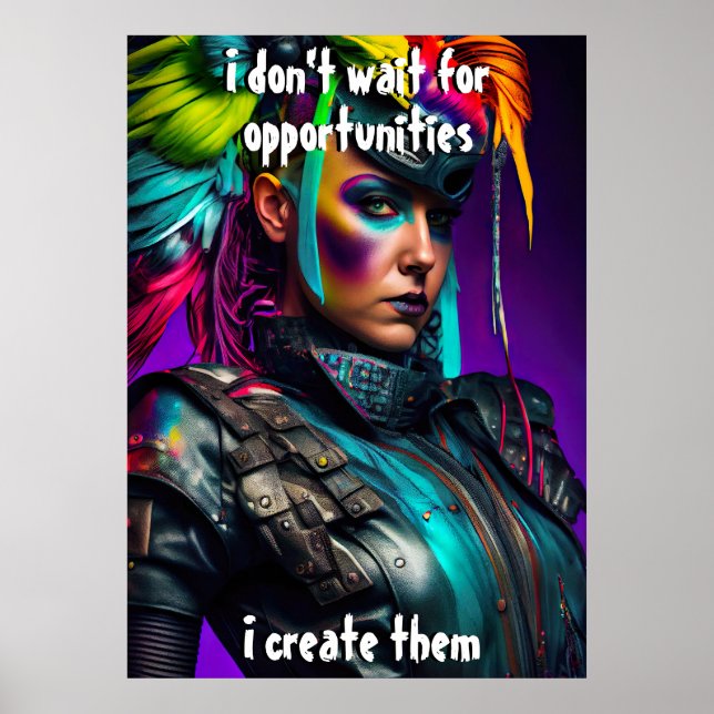 Funky Dreams - Girl Chef Mörk Feminine Art Poster (Framsidan)