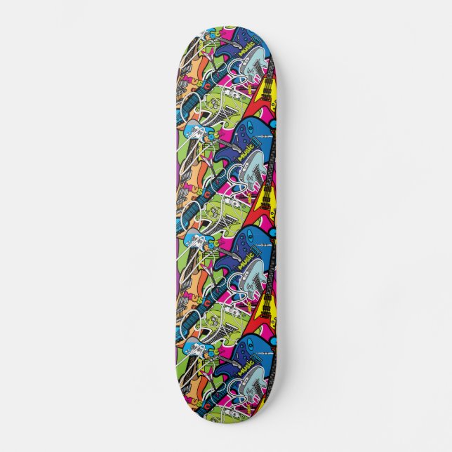 Funky Electric Guitar Mini Skateboard Bräda 18,5 Cm (Framsida)