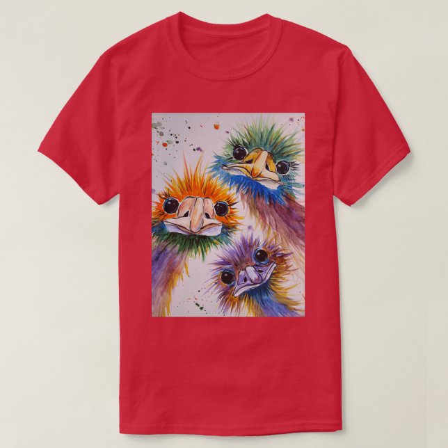 Funky Emu Bird Trio T Shirt (Design framsida)