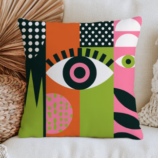 Funky Evil Eye-design RETRO-estetik Abstrakt  Kudde