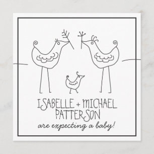 Funky Fåglar Modern familj Ett par babyskor Inbjudningar