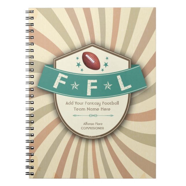 Funky Fantasy Football League Mönster Notebook Anteckningsbok Med Spiral (Framsidan)