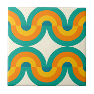 Funky Färg Retro-halvcirklar Art Mönster Kakelplatta