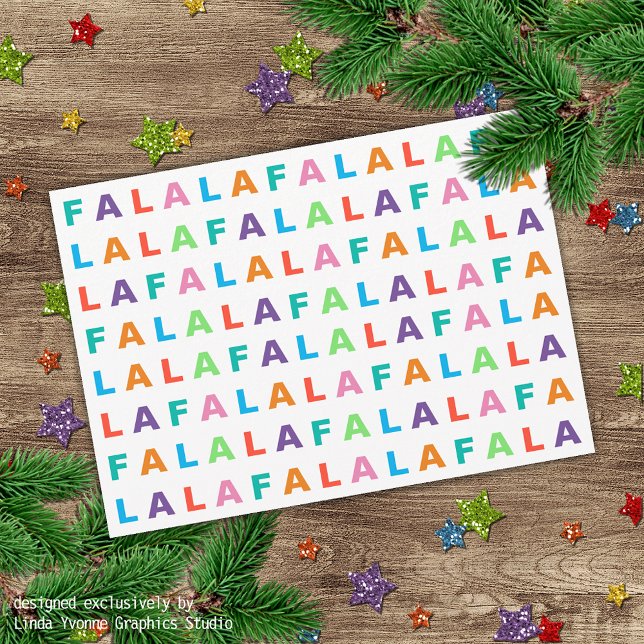 Funky Färg Roligt FA LA LA Hälsning Julkort (Skapare uppladdad)