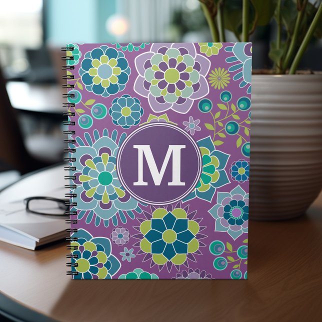Funky Färgfläcksmonogram för Anpassningsbar av Blo Anteckningsbok (Personalized notebook - add name and custom text)