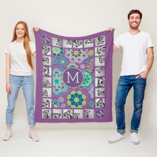 Funky Färgfläcksmonogram för Anpassningsbar av Blo Fleecefilt