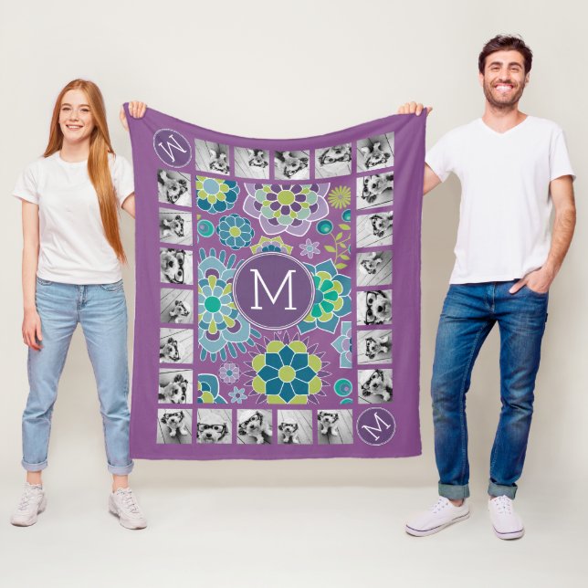 Funky Färgfläcksmonogram för Anpassningsbar av Blo Fleecefilt (På plats)