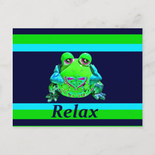 Funky Färgfull grodd RELAX Teal Lime Navy Vykort