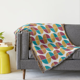 Funky Färgfull Retro-Vintage Geometric Mönster Filt
