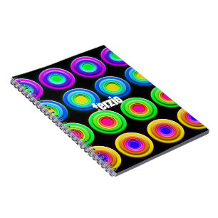 Funky Färgfyllda 3D-cirklar Anteckningsbok Med Spiral