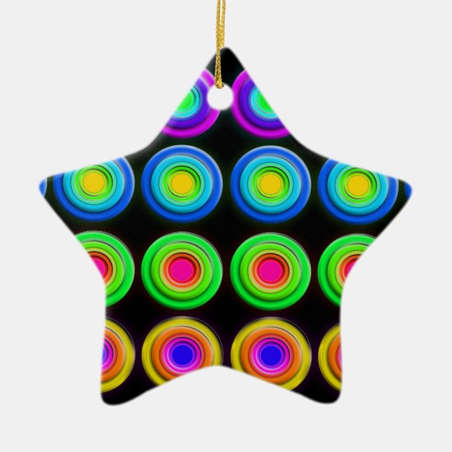 Funky Färgfyllda 3D-cirklar Julgransprydnad Keramik (Framsidan)