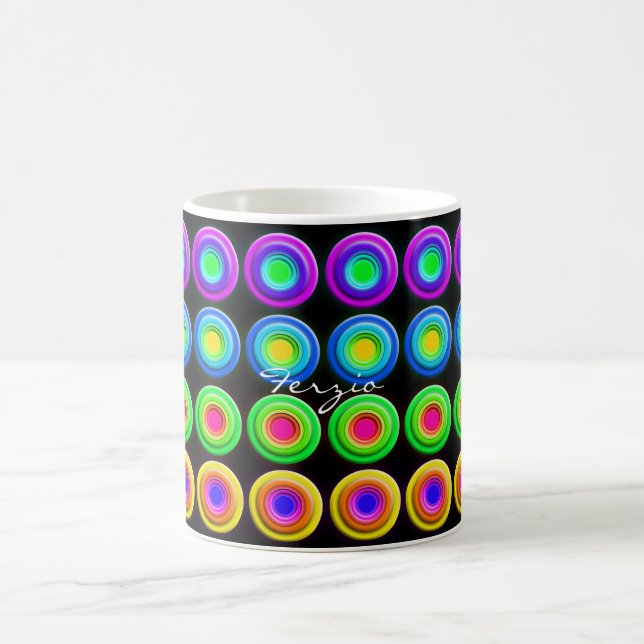 Funky Färgfyllda 3D-cirklar Kaffemugg (Center)