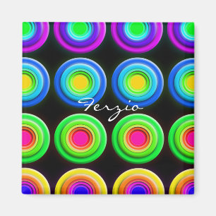 Funky Färgfyllda 3D-cirklar Magnet