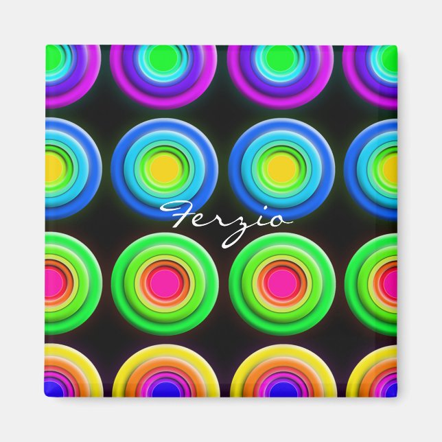 Funky Färgfyllda 3D-cirklar Magnet (Framsidan)
