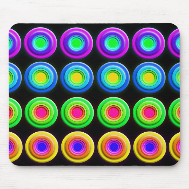 Funky Färgfyllda 3D-cirklar Musmatta (Framsidan)