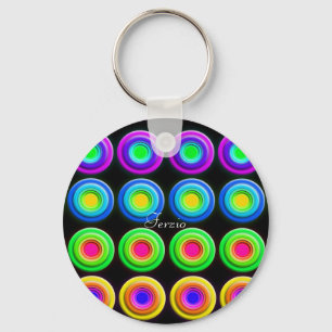 Funky Färgfyllda 3D-cirklar Nyckelring