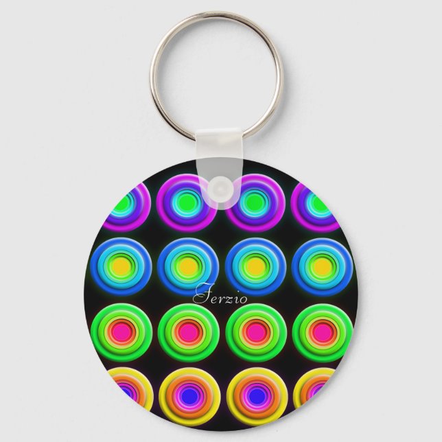 Funky Färgfyllda 3D-cirklar Nyckelring (Framsida)