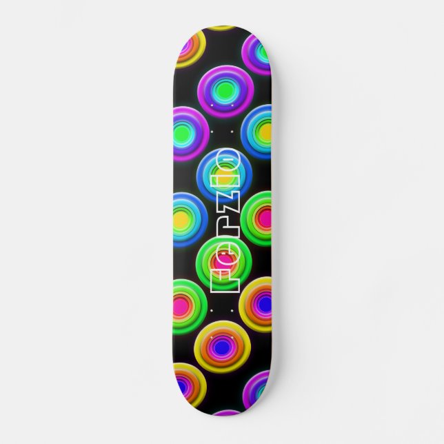 Funky Färgfyllda 3D-cirklar Old School Skateboard Bräda 18 Cm (Framsida)