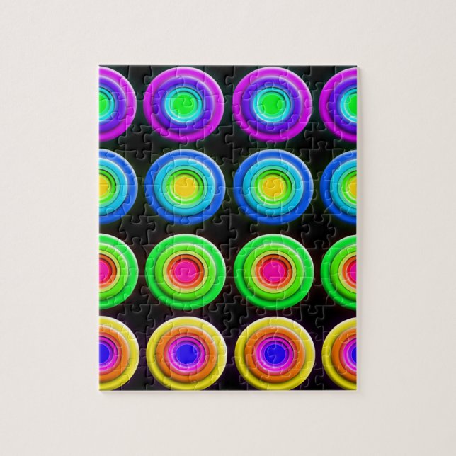 Funky Färgfyllda 3D-cirklar Pussel (Vertikal)