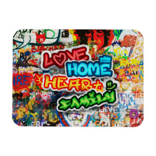Funky Färgglad Gatukonst Graffiti Kärlek Hem Hjärt Magnet