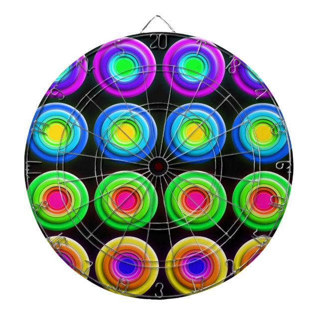 Funky Färgglada 3D-cirklar Darttavla (Framsidan)
