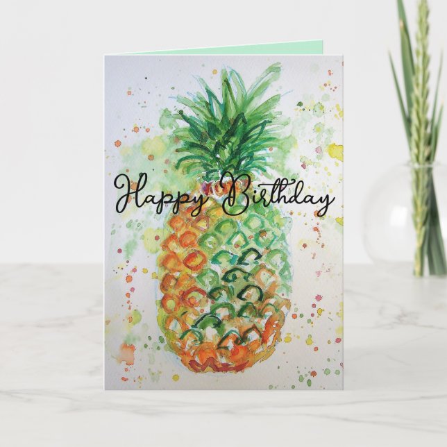 Funky: Färgkort för ananas frukt, årstidsfärg Kort (Framsida)