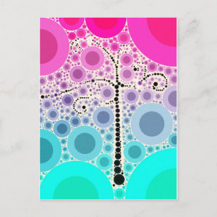 Funky Färglöst Rulla Träd Circles Bubbles Pop Art Vykort