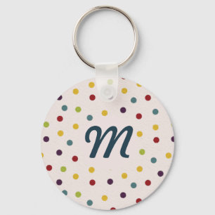 Funky Färgpunkter Mönster Monogram Nyckelring
