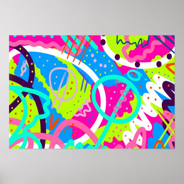 Funky färgrik popkonst  poster (Framsidan)