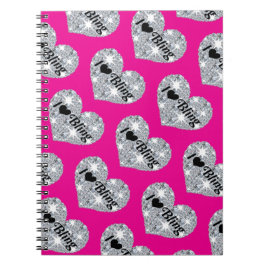Funky faux diamant I kärlek bling design på shock Anteckningsbok