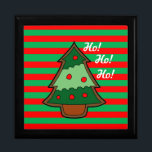 Funky Festive Rand och Träd Minnesask<br><div class="desc">Fetstigt,  ljust rött och grönt rand med Julgran-design på julklapp.</div>