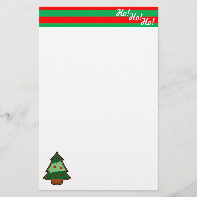 Funky Festive Träd och Elf Rand Brevpapper (Framsida)