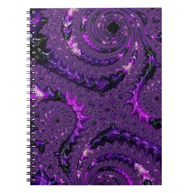 Funky fet stil boho lila digital abstrakt fraktal anteckningsbok (Framsidan)