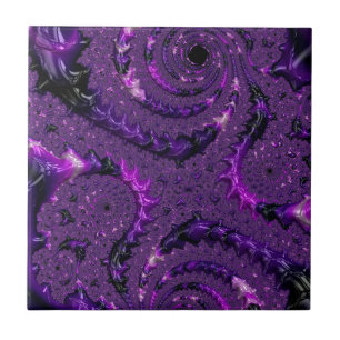 Funky fet stil boho lila digital abstrakt fraktal kakelplatta