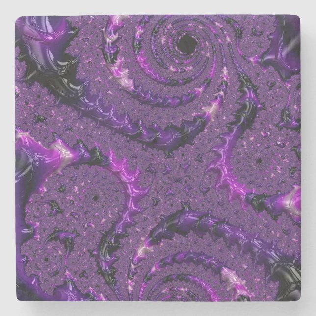Funky fet stil boho lila digital abstrakt fraktal stenunderlägg (Framsidan)