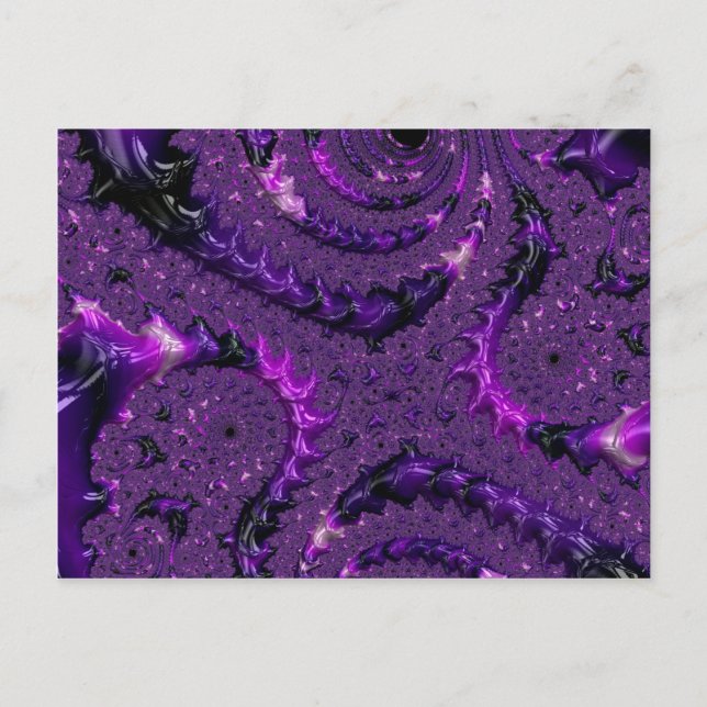 Funky fet stil boho lila digital abstrakt fraktal vykort (Framsida)