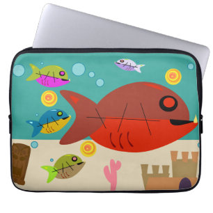 Funky Fiftis Fish Tank Retro Art Roligt Stil Laptop Sleeve