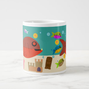 Funky Fiftis Fish Tank Retro Tecknad Art Jumbo Mugg