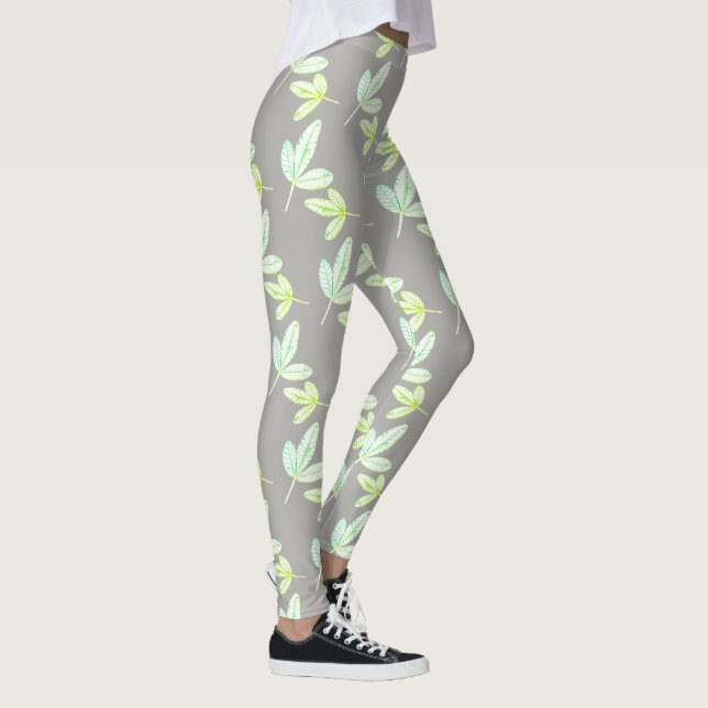 Funky Fikonträd Bladmönster Leggings (Höger)