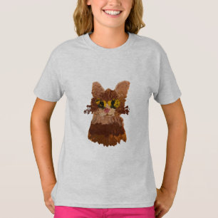 Funky Finger målning av ett Cat Ansikte Tee Shirts