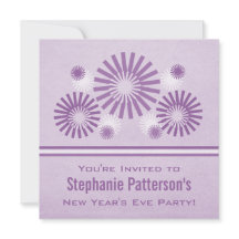 Funky Fireworks Nyårsafton Inbjudan, Lila