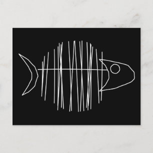 Funky Fish - B & Svart Vykort