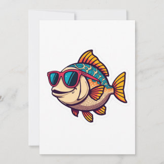 Funky fisk med solglasögon dekal inbjudningar