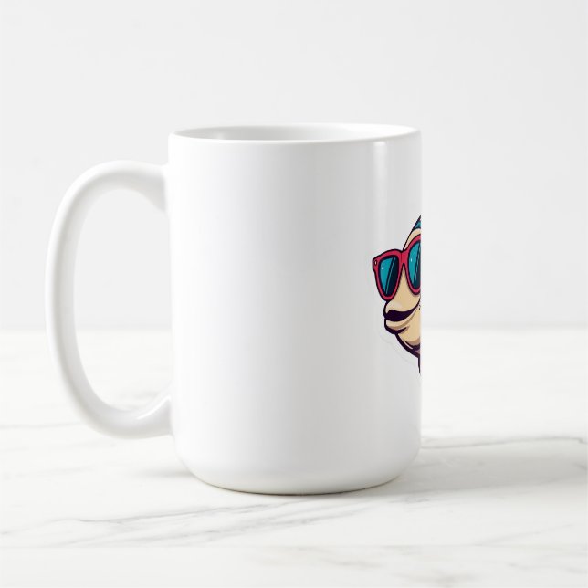 Funky fisk med solglasögon dekal kaffemugg (Vänster)