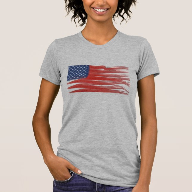 Funky Flagga USA konstgjord flagga America twisted T Shirt (Framsida)