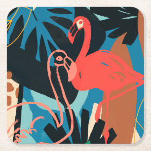 Funky Flamingo Underlägg Papper Kvadrat