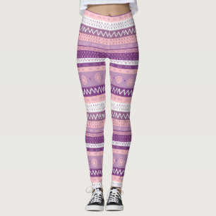 Funky, flerfaldig Lila, Rosa vit Leggings