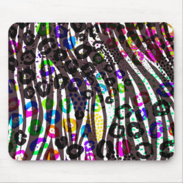 Funky flervävd djurtrycksmönster i starka färger musmatta