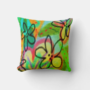 Funky Flowers Abstrakt Art Kudde