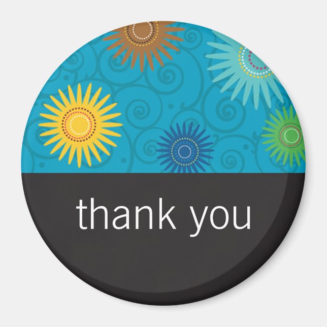 Funky Flowers on Aqua Magnet (Framsidan)